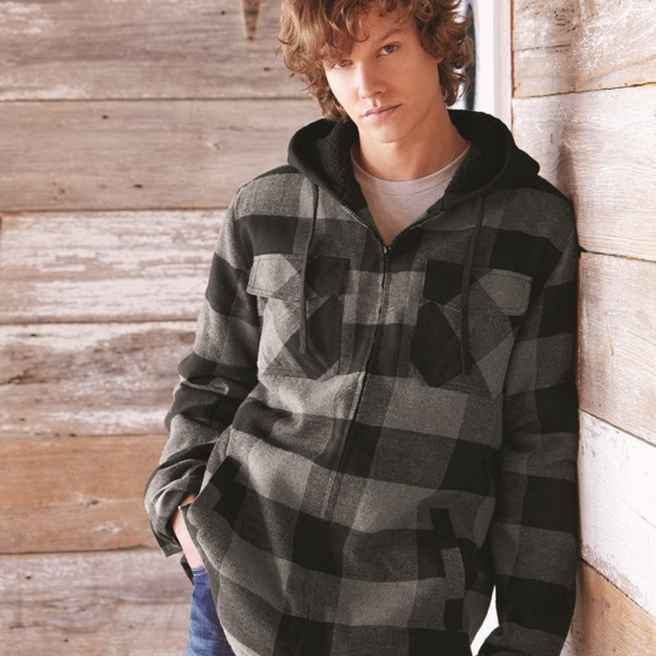 Men's Quilted Flannel Hooded Jacket Thumbnail