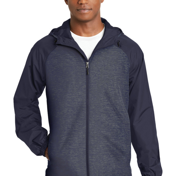 Heather Colorblock Raglan Hooded Wind Jacket Thumbnail